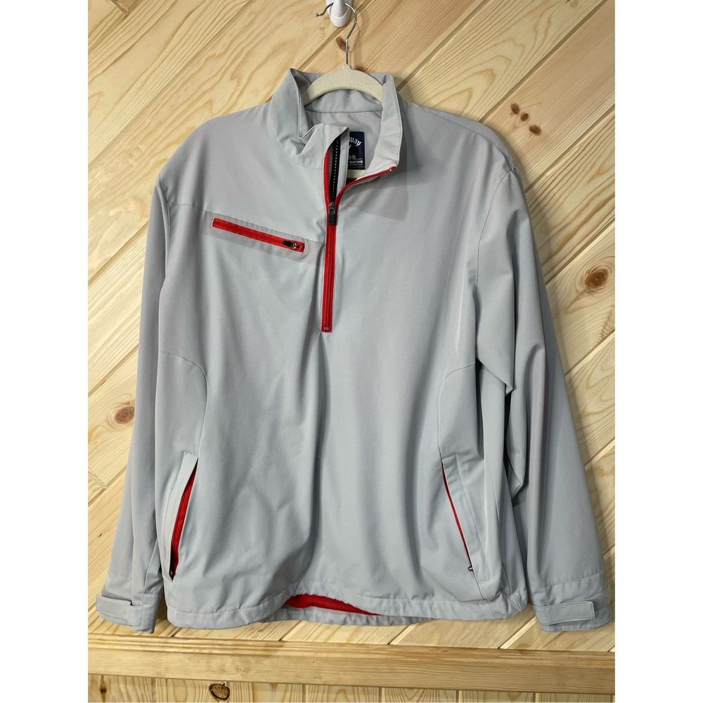 Callaway Mens Windbreaker Jacket Weather Seriez Quarter Zip Gray Size Large